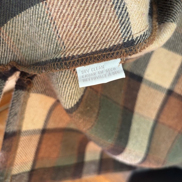 Jones Sport Brown/Green Plaid ZipUp Flannel Shacket Suede Elbow Patches Women Lg - Picture 7 of 10